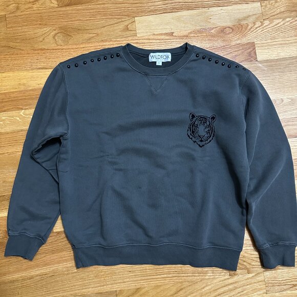 Wildfox Wild Heart Cody Sweatshirt in Washed Black - Picture 3 of 8